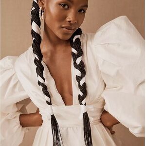 Anthropologie by Watters Meringue  V-Neck Balloon-Sleeve Mini Dress Size 8 White